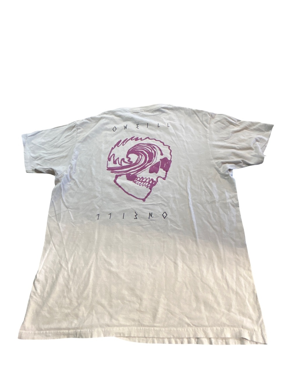 O'Neill Men's L Modern Fit White Graphic Tee Skull Wave Purple Print Streetwear